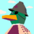 Pixel drawing of a duck with an Italian WW1 hat and an eyepatch, in reference to the game Isonzo which Thomas worked on