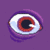 Pixelart of a blinking eye on a purple background